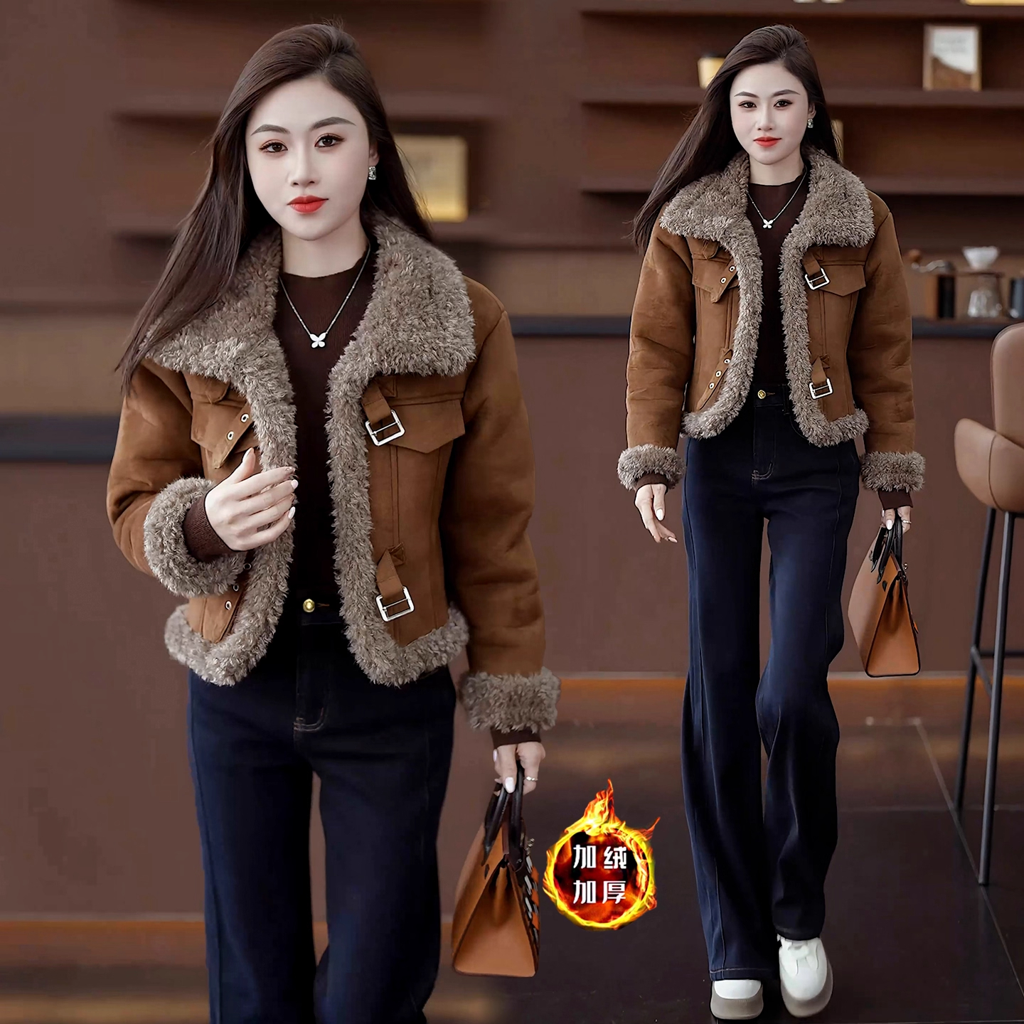 【有间】时尚宽松显瘦短外套女2025冬季新款加厚保暖百搭小个子上衣