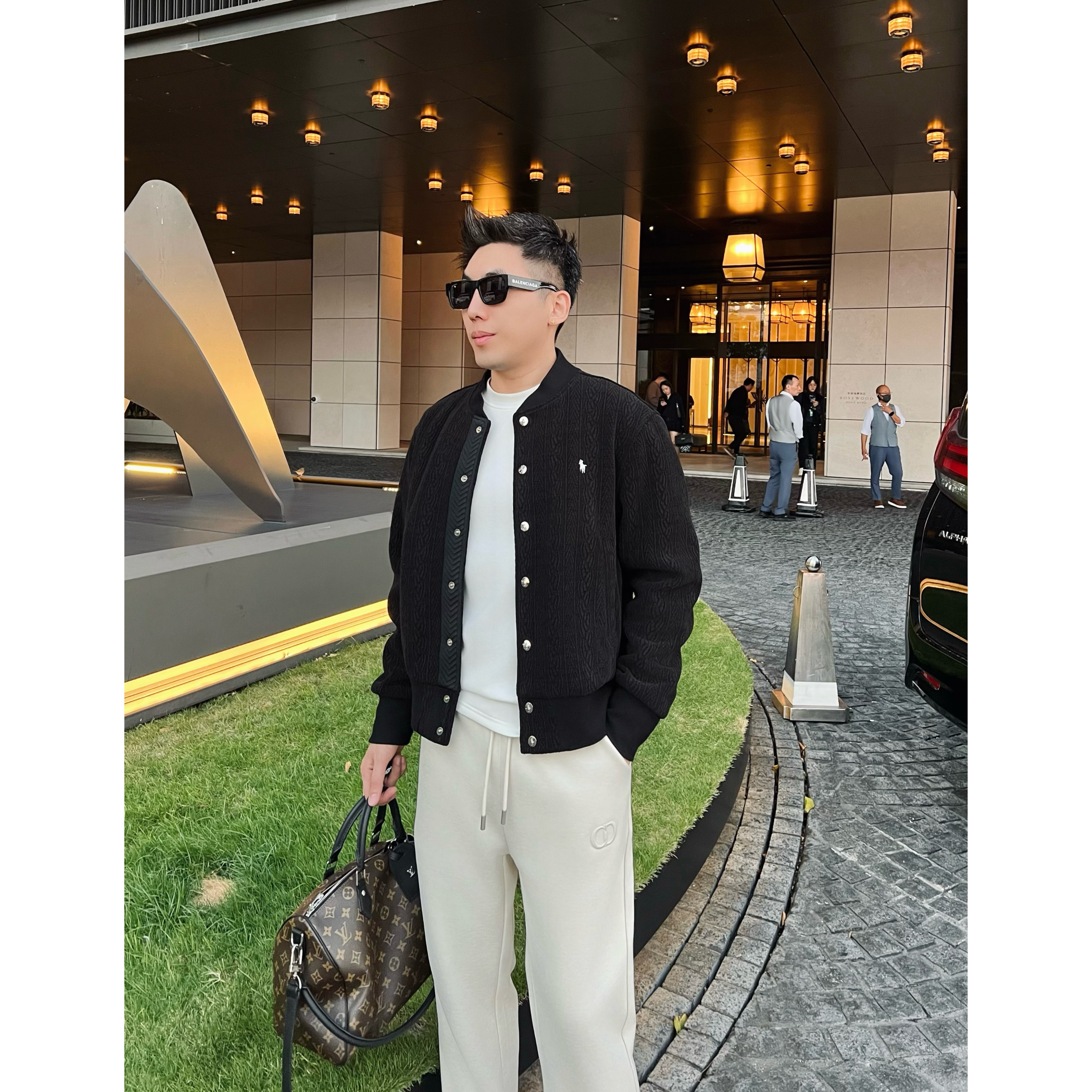【麻花纹理】秋冬新款老钱高级外套绣马撞色休闲棒球服夹克男士针织
