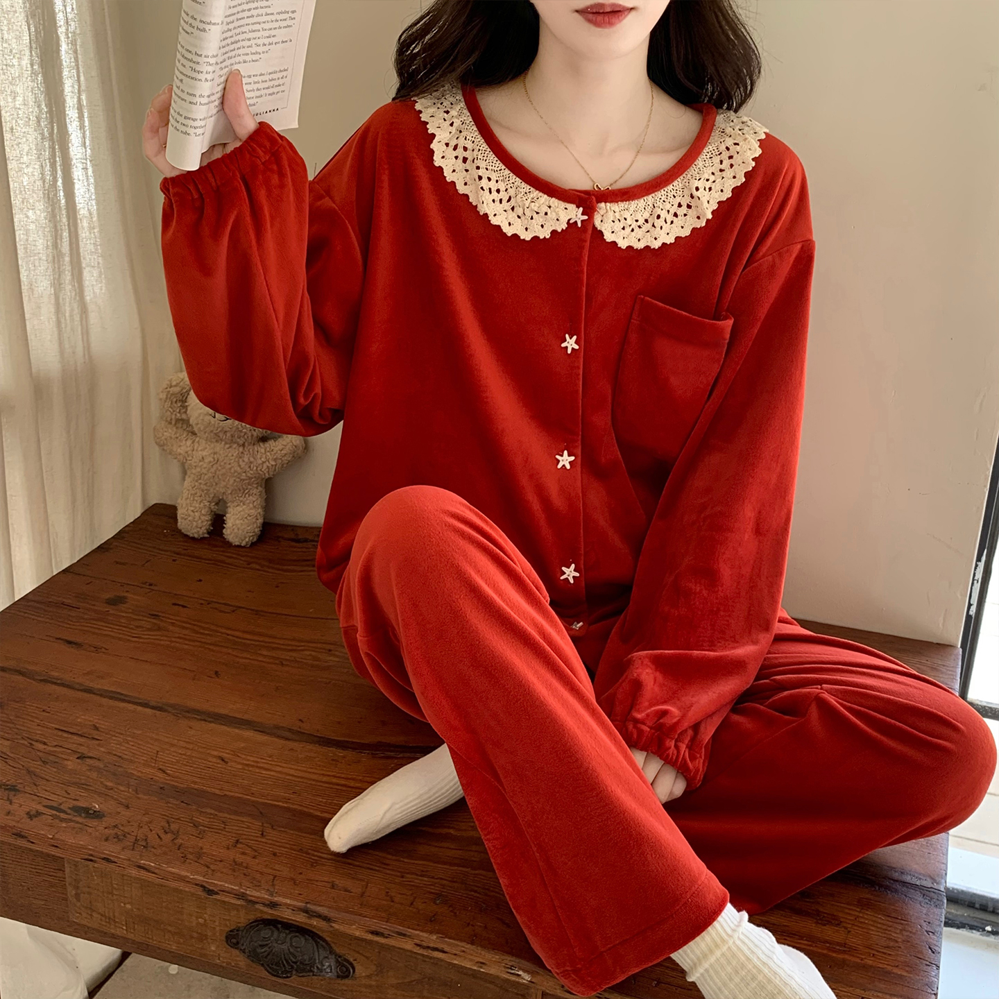 秋冬季睡衣女款爆款2025新款海岛绒薄绒结婚新婚珊瑚绒家居服套装