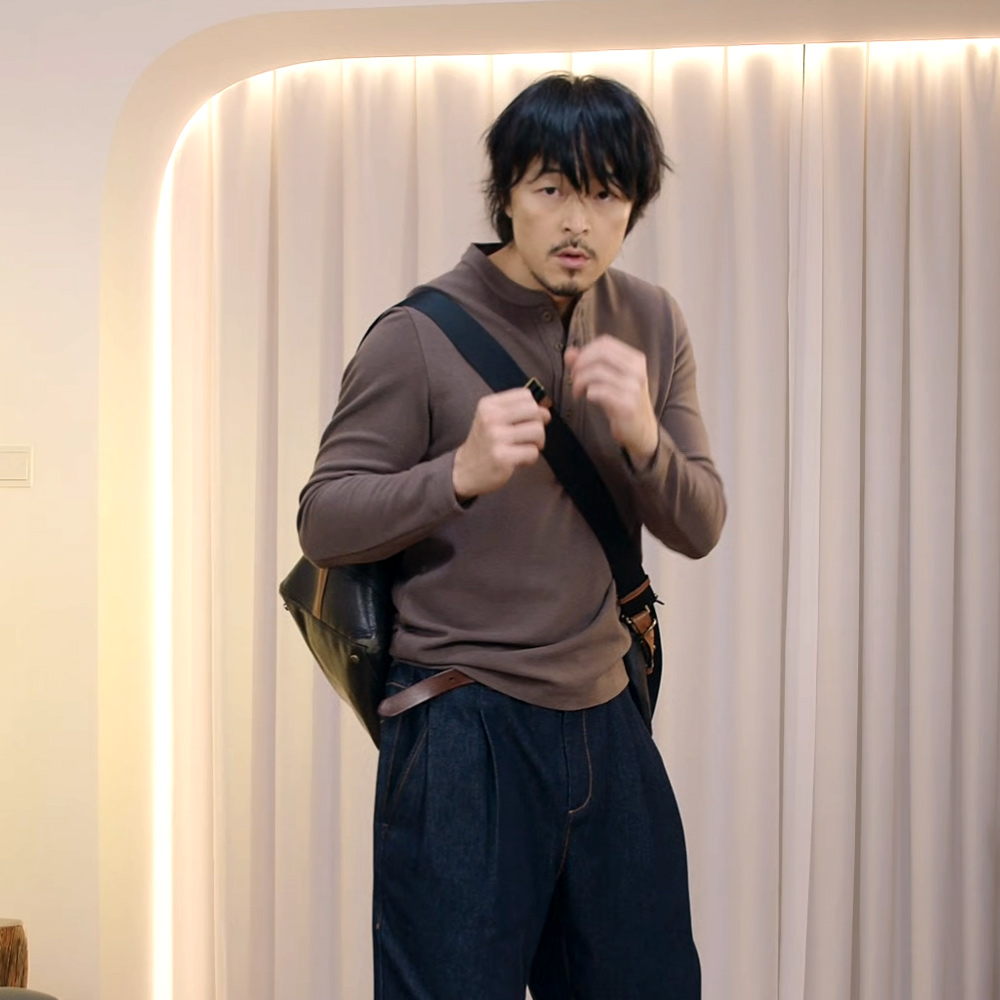 北纬三十度男士秋冬琥珀流光绒面长袖T恤醋酸羊毛休闲复古亨利领