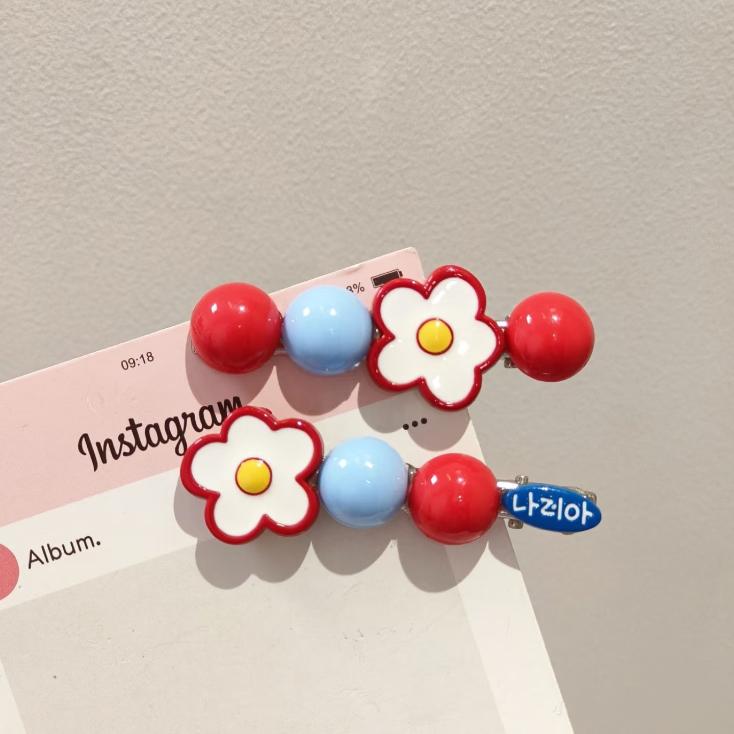 冰糖山楂~韩系甜美撞色花朵刘海侧边夹发夹前额发卡夹子2025新款