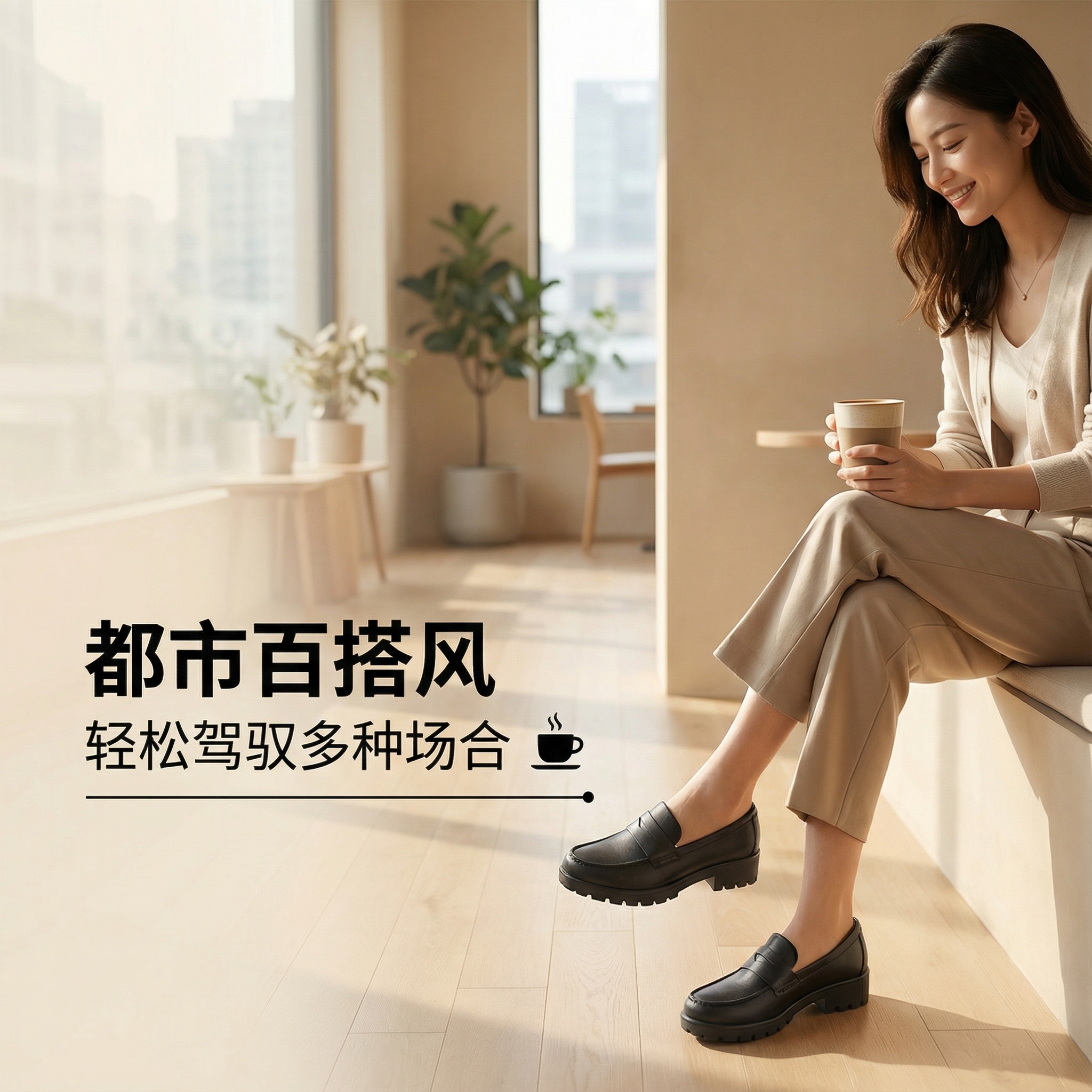 宝舒曼真皮乐福鞋女款2025新款厚底增高轻便女士一脚蹬单鞋女鞋子