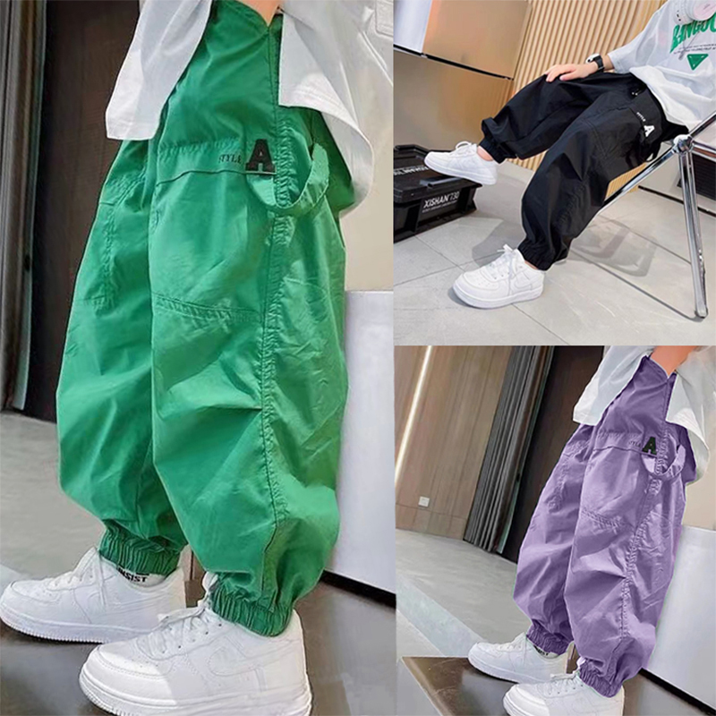 男童裤子夏季新款纯棉工装裤中大童薄款防蚊裤夏天儿童洋气长裤潮