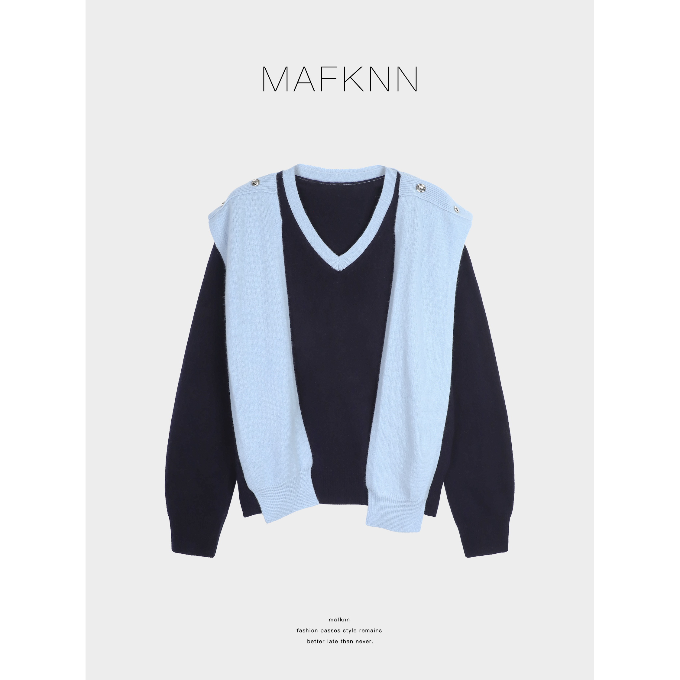 MAFKNN/玛肯时尚休闲简约纯色百搭披肩绵羊毛毛衣MK13316