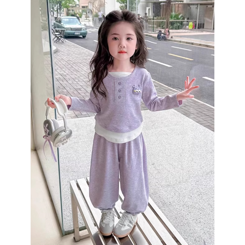 新款洋气春秋季儿童2025韩版休闲长袖卫衣女童套装女宝宝炸街秋装