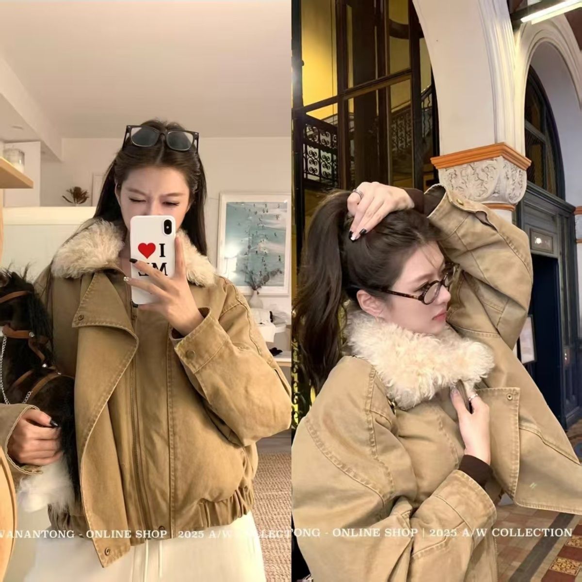 冬季新款韩版时尚女装水洗棉毛毛领保暖休闲加厚棉衣棉服宽松外套