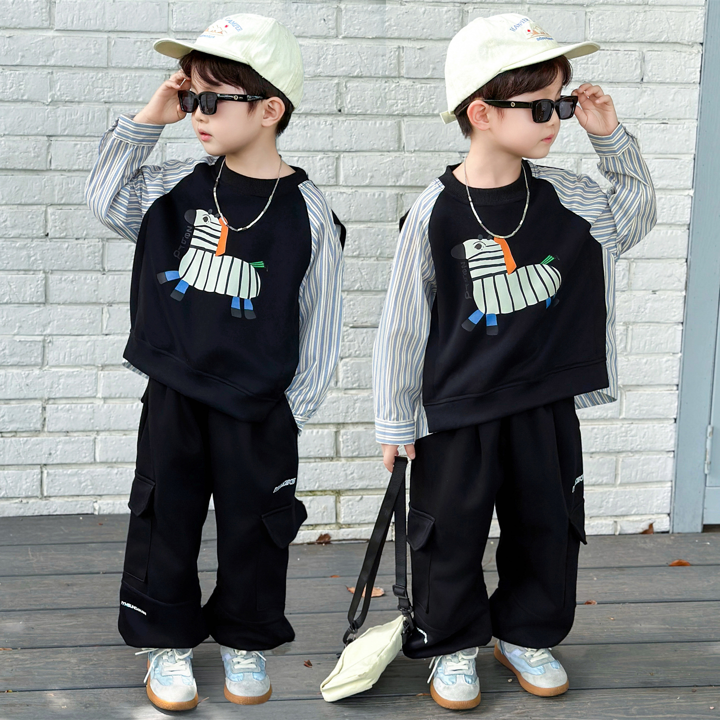 男童酷帅套装秋装2025新款儿童洋气时髦小孩衣服宝宝春秋款两件套