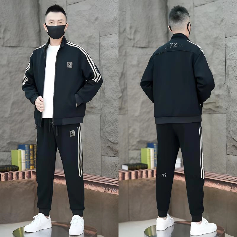 休闲潮流服套装男2025秋冬新款立领卫衣搭配束脚卫裤高级感套装
