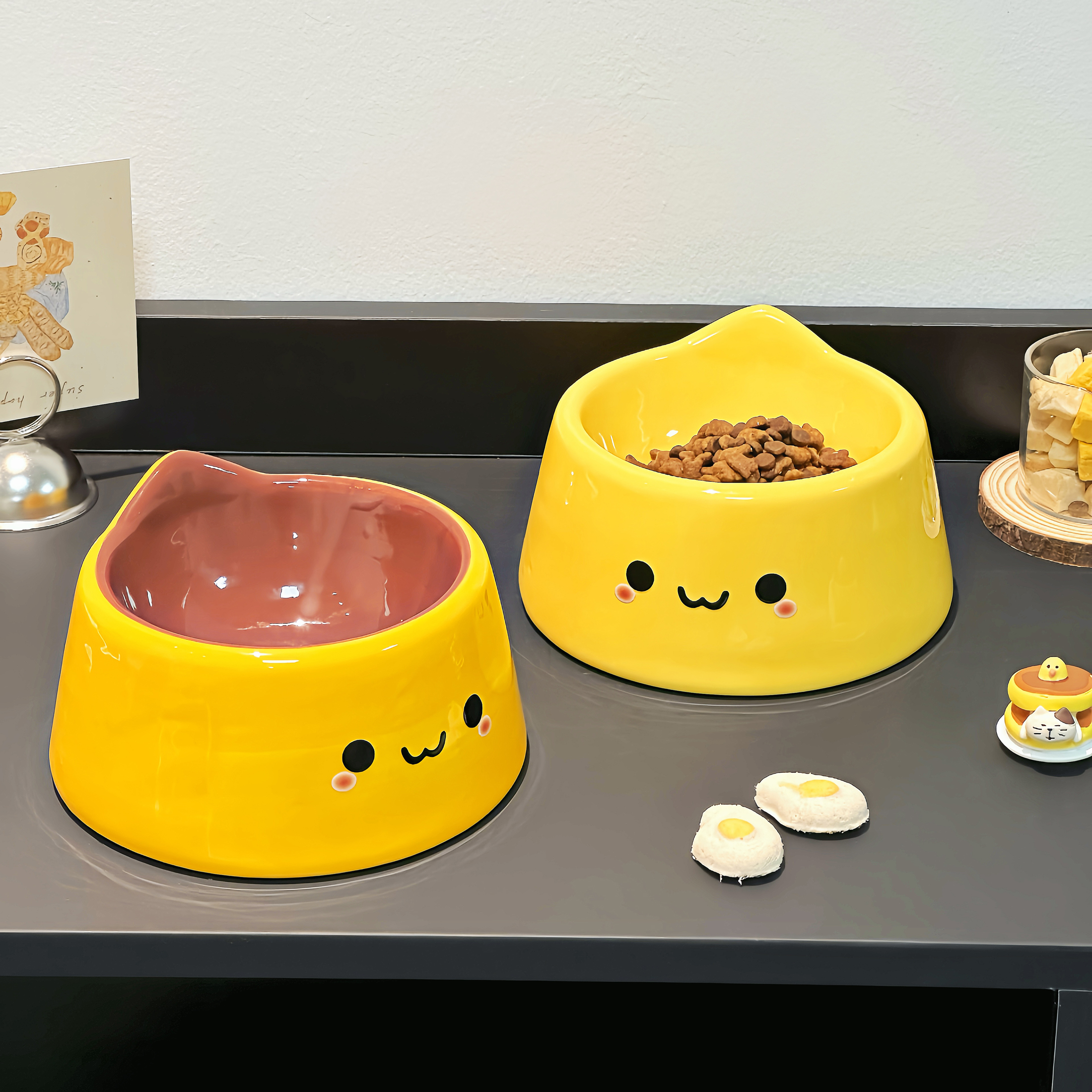 创意可爱表情宠物碗家用宠物食盆防打翻高颜值陶瓷猫碗狗碗喝水碗