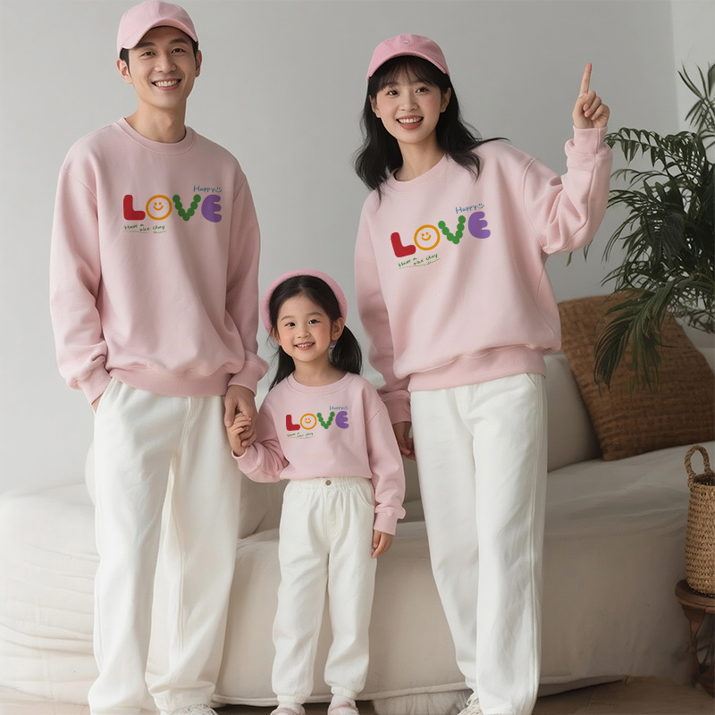 休闲全家装洋气母女装2025秋季新品卫衣一家三四口旅游拍照家庭装