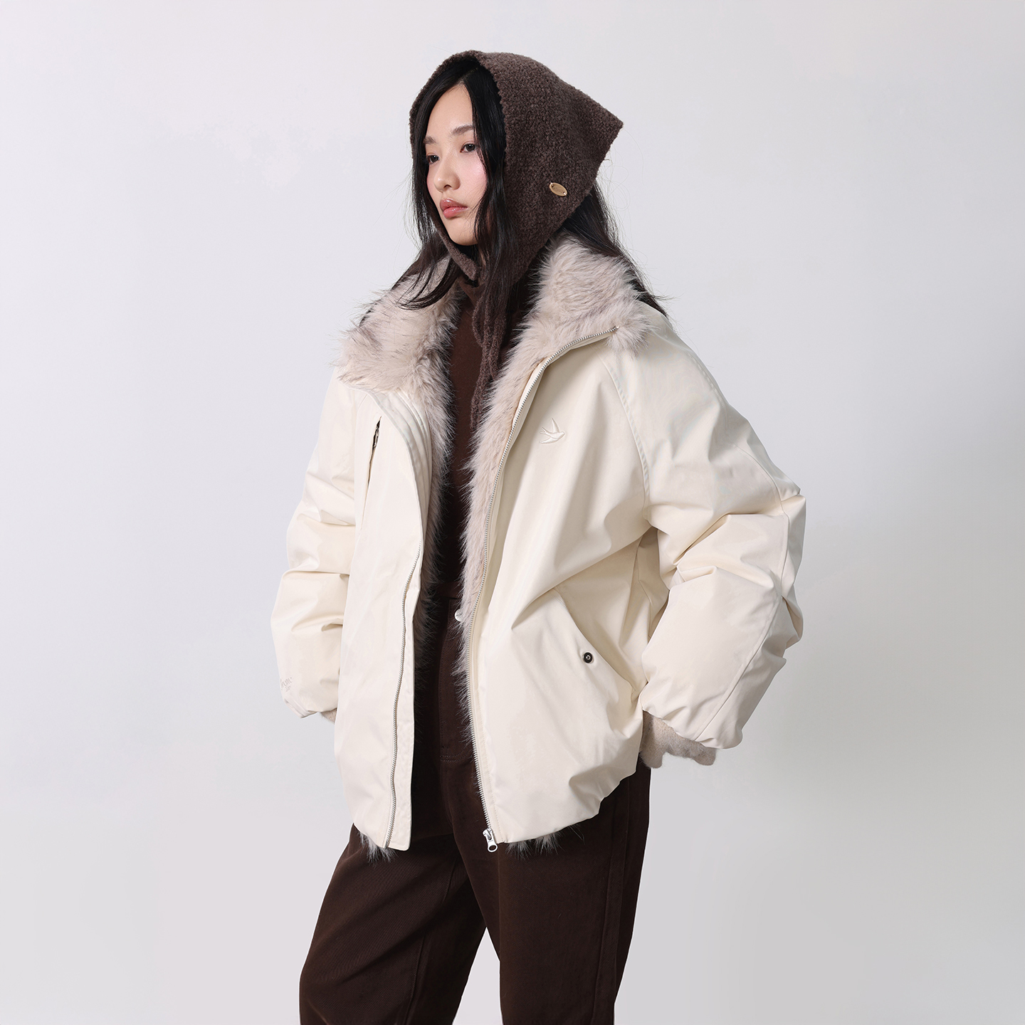 【郭俊辰同款】LOVEMELATER90白鸭绒保暖冬外套毛领宽松派克羽绒服