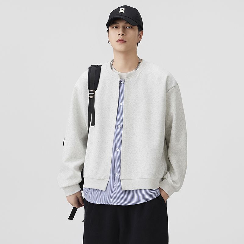 【2025秋季新款卫衣男开衫圆领时尚潮流宽松休闲运动帅气外套上衣