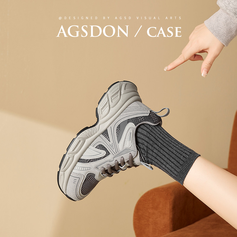 奥古狮登老爹鞋女2025新款秋冬网面厚底运动鞋子休闲小个子增高A