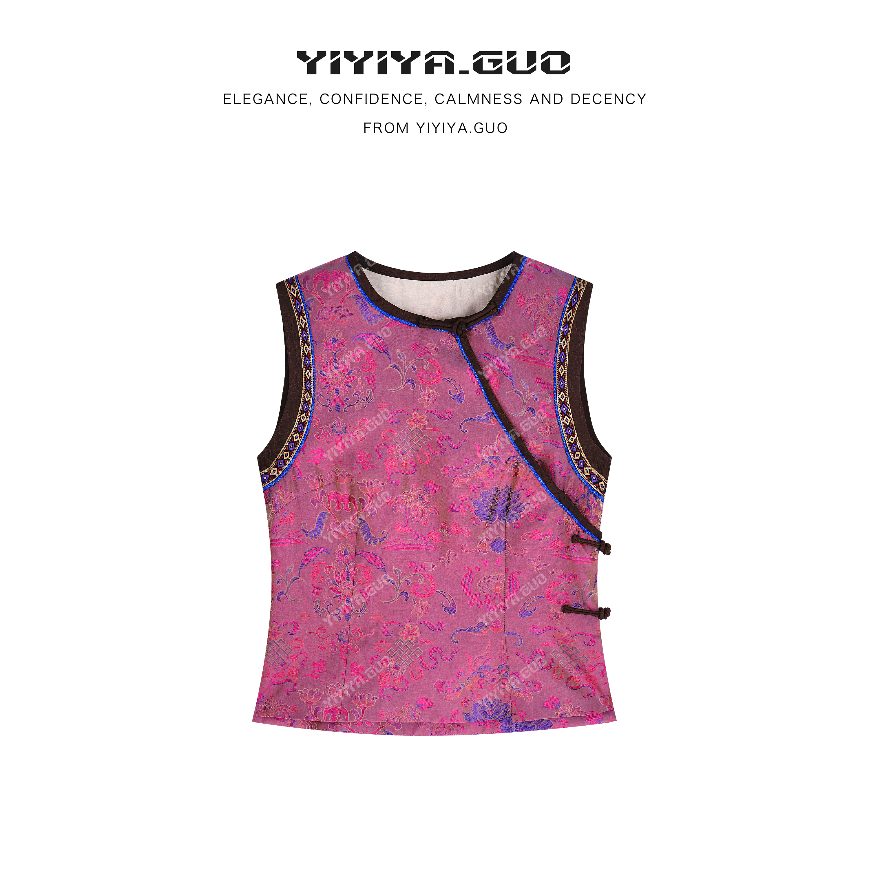 yiyiya.Guo艺艺吖【如意中国结】提花圆领斜襟马甲080022SS52