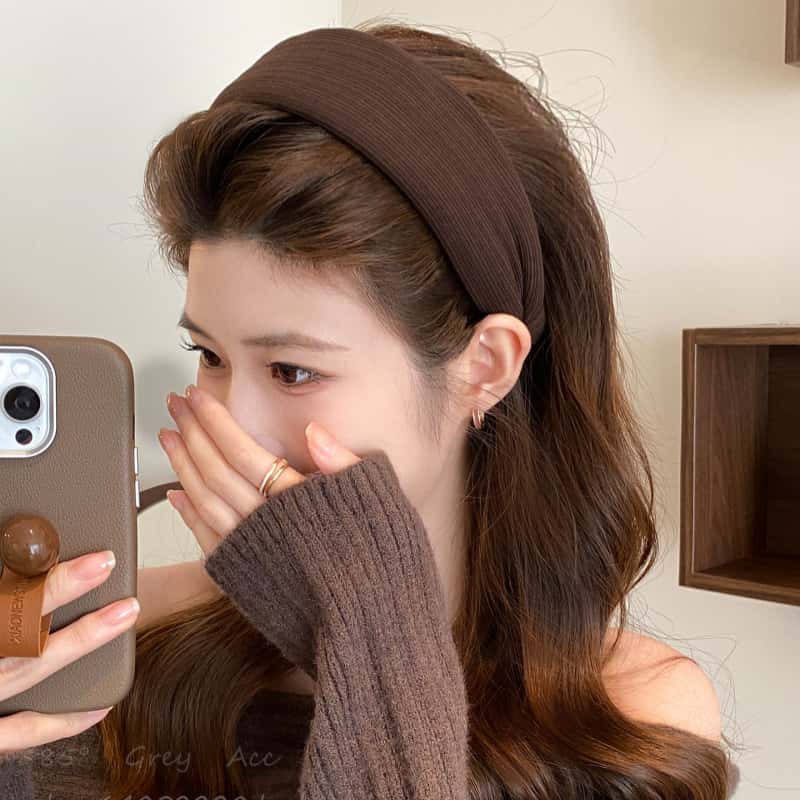 秋冬咖色宽边发箍女2025年新款高颅顶头箍高级感洋气时尚发卡头饰