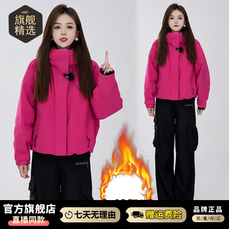 加厚韩版洋气减龄连帽长袖短外套女2025秋冬新款休闲显瘦派克上衣