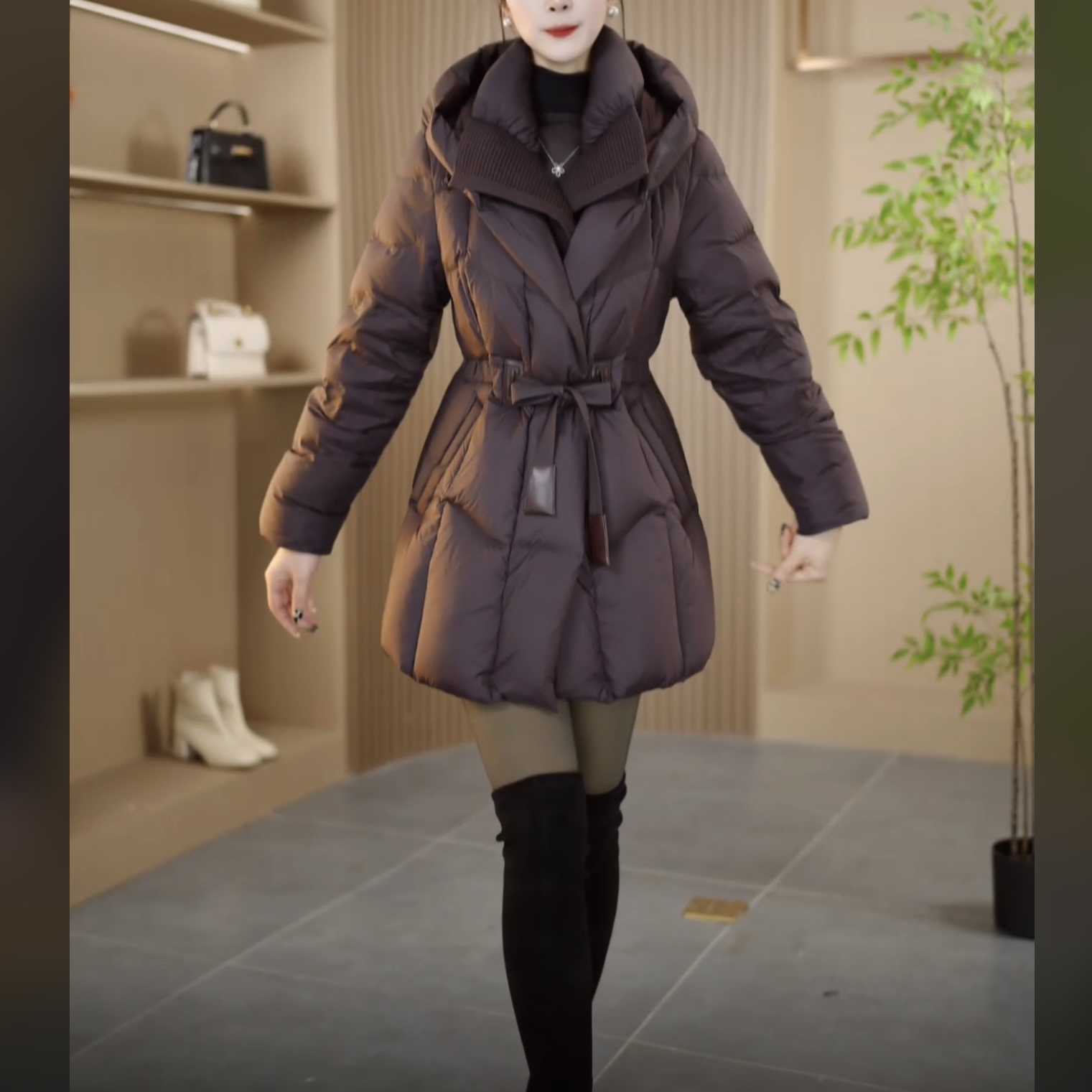 【羽绒服】紫冬季新款优雅时尚百搭气质显瘦减龄休闲白鸭绒羽绒服