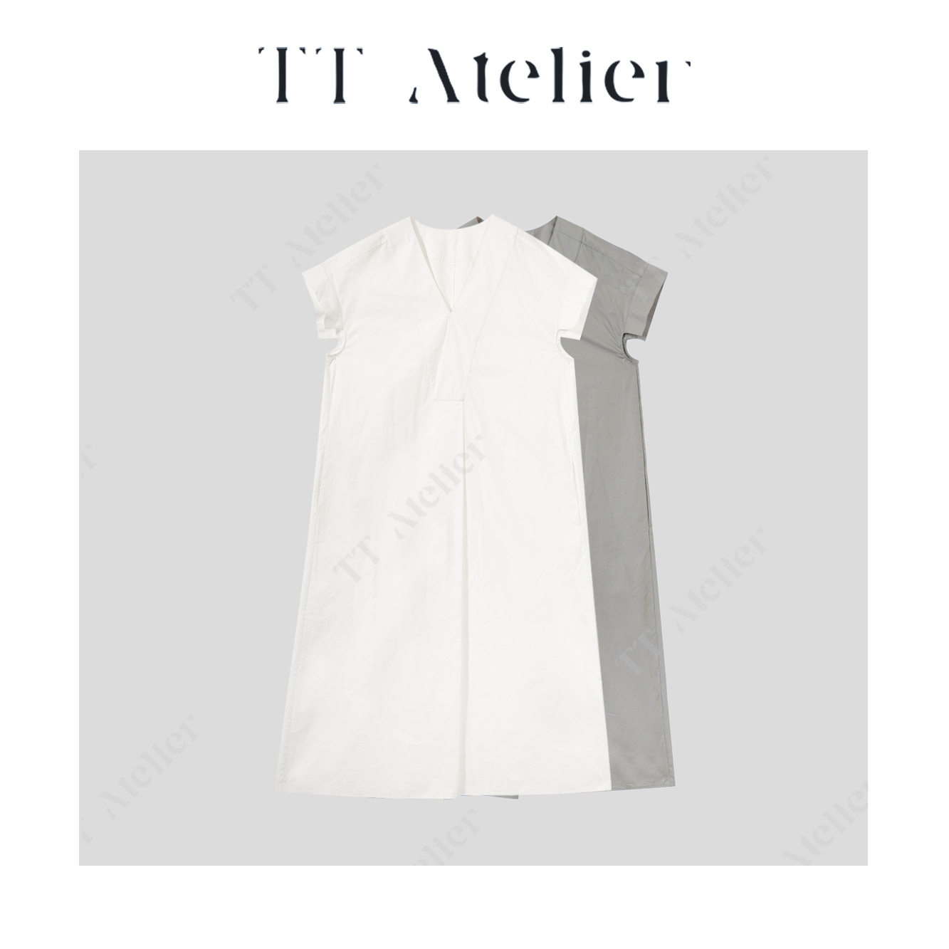 TT设计师【烟雨挽诗】法式精梳棉极简休闲轻奢小飞袖连衣裙TT190587