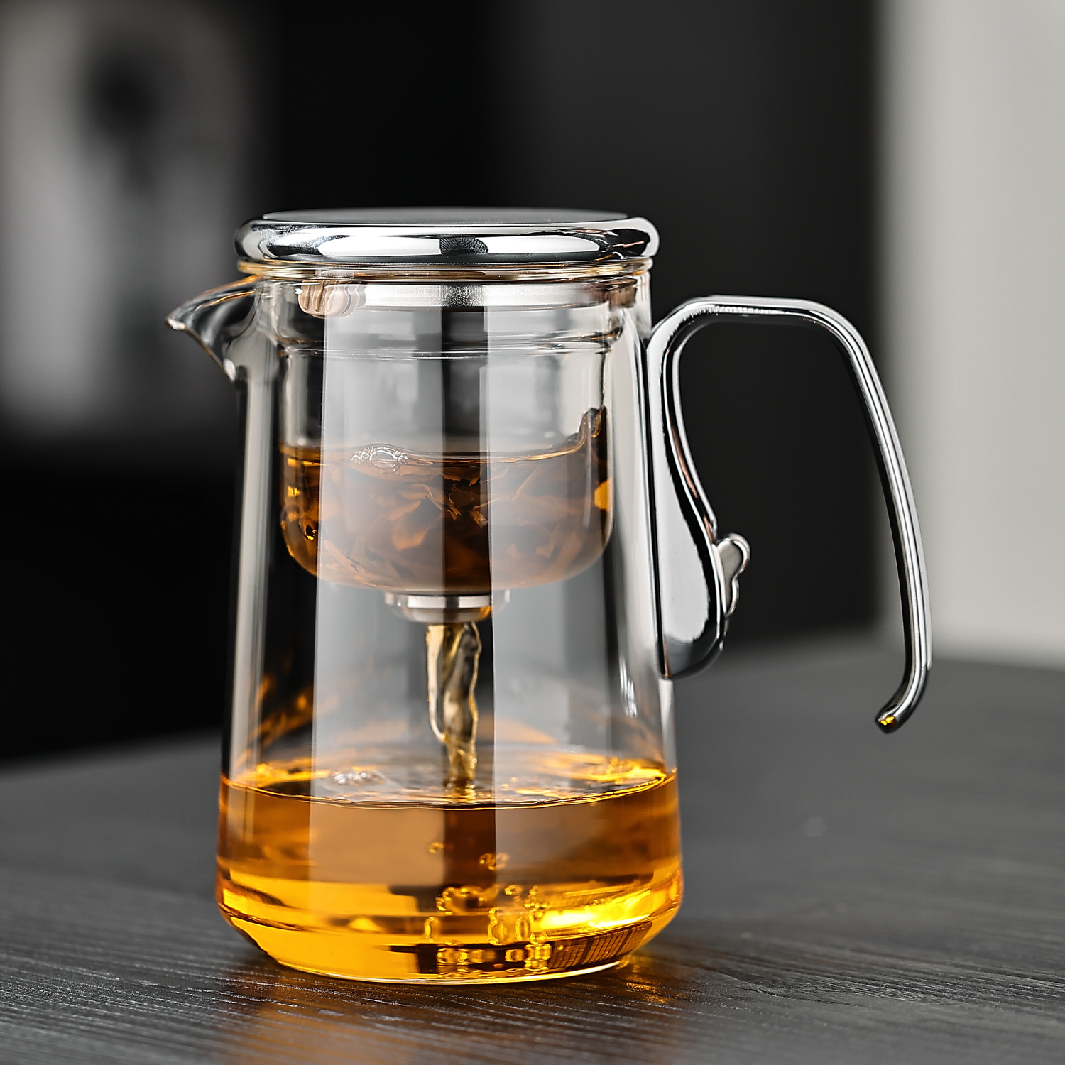 高档玻璃泡茶杯一键磁吸过滤飘逸杯泡茶壶神器办公室茶水分离杯