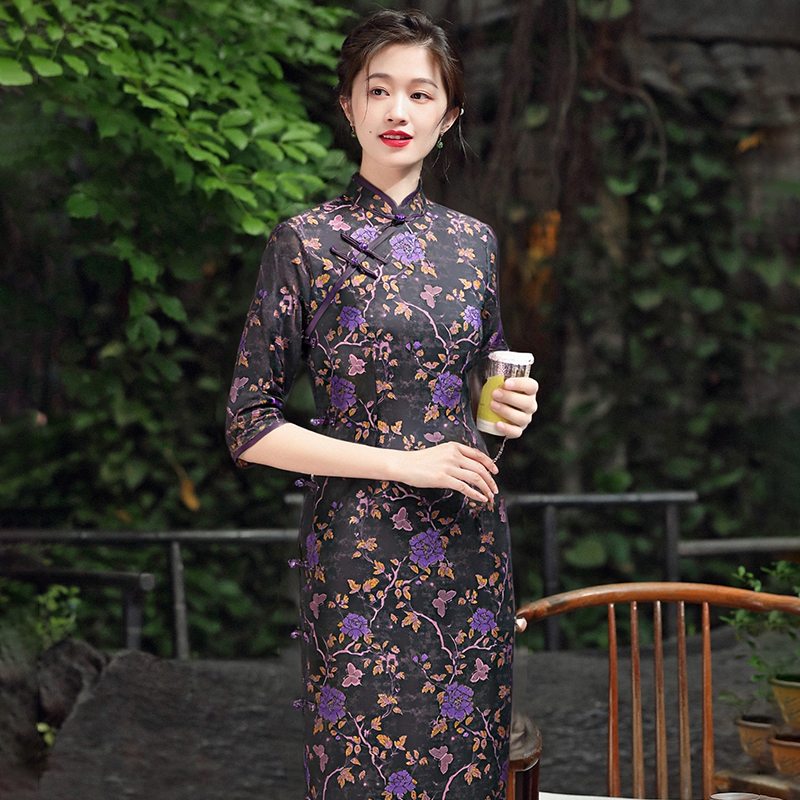 【唐唐】端庄优雅妈妈旗袍秋季2025年新款复古中国风提花日常改良