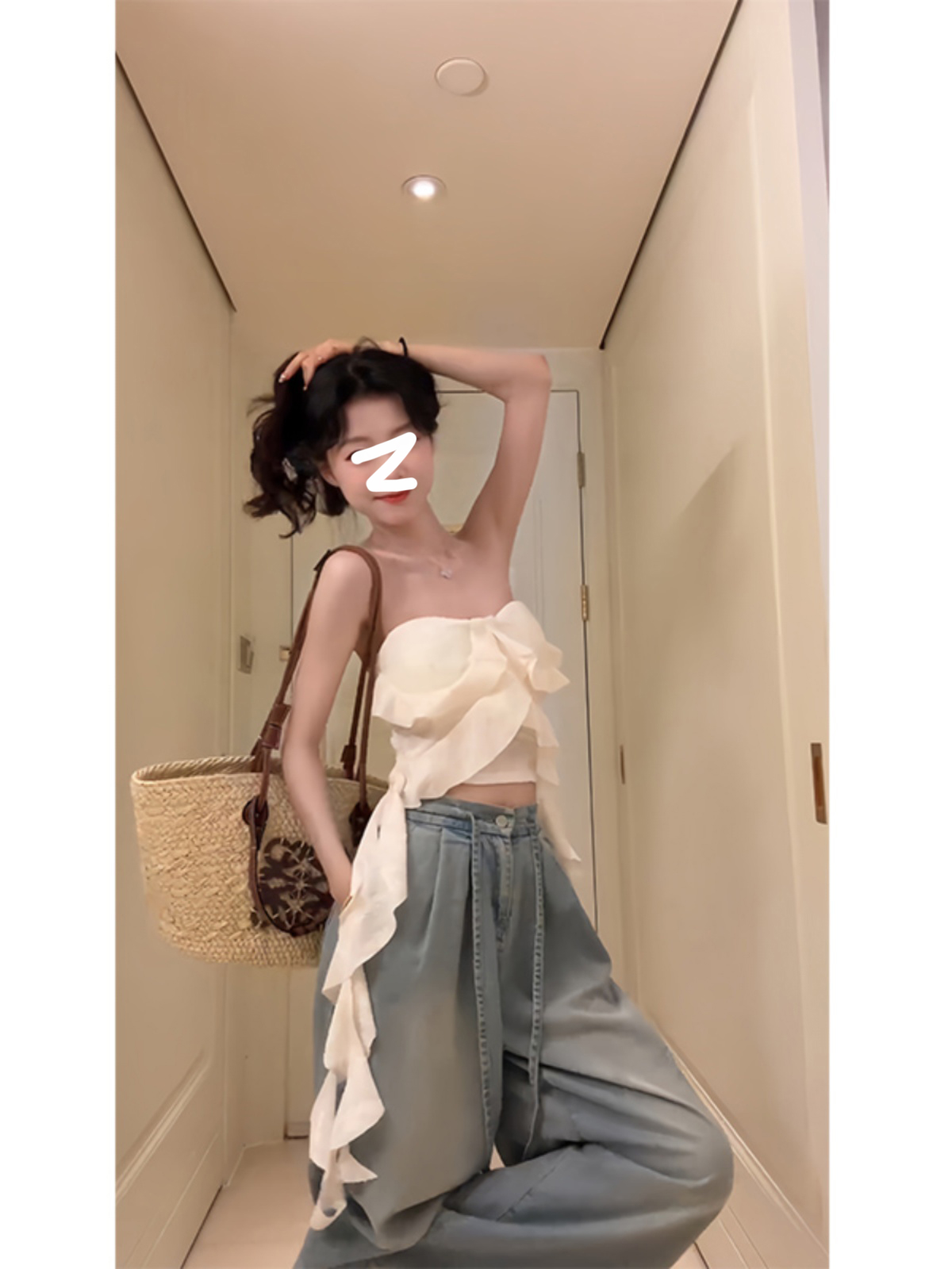 无袖抹胸背心短款上衣2025夏季新款海边度假性感修身白色露背女装