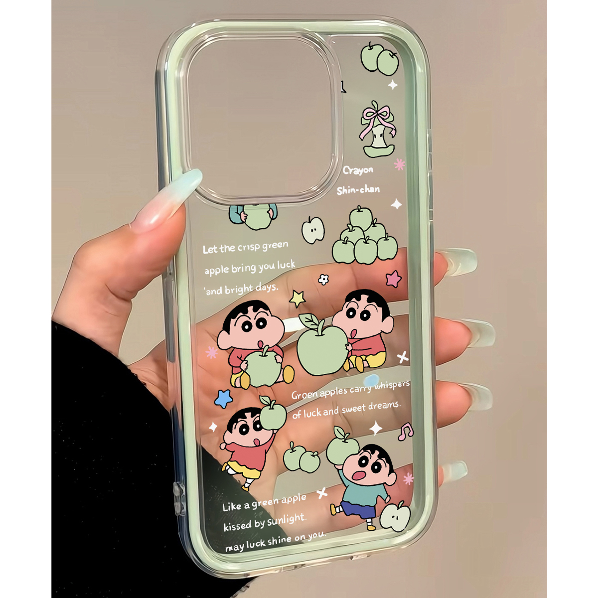 可爱青苹果小新适用iPhone16苹果13promax/15手机壳14新款12/11套