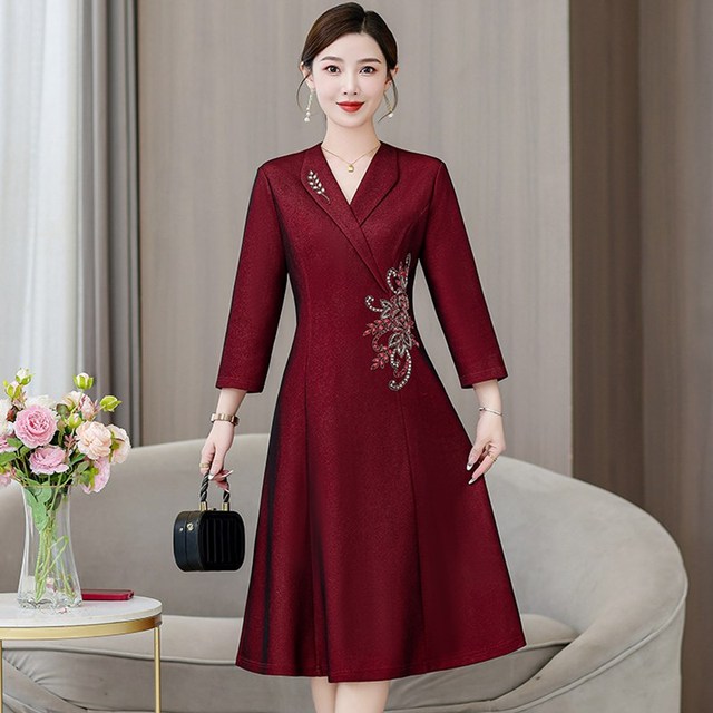 现货速发十月份喜婆婆婚宴装年轻妈妈喜服平时可穿结婚礼服连衣裙