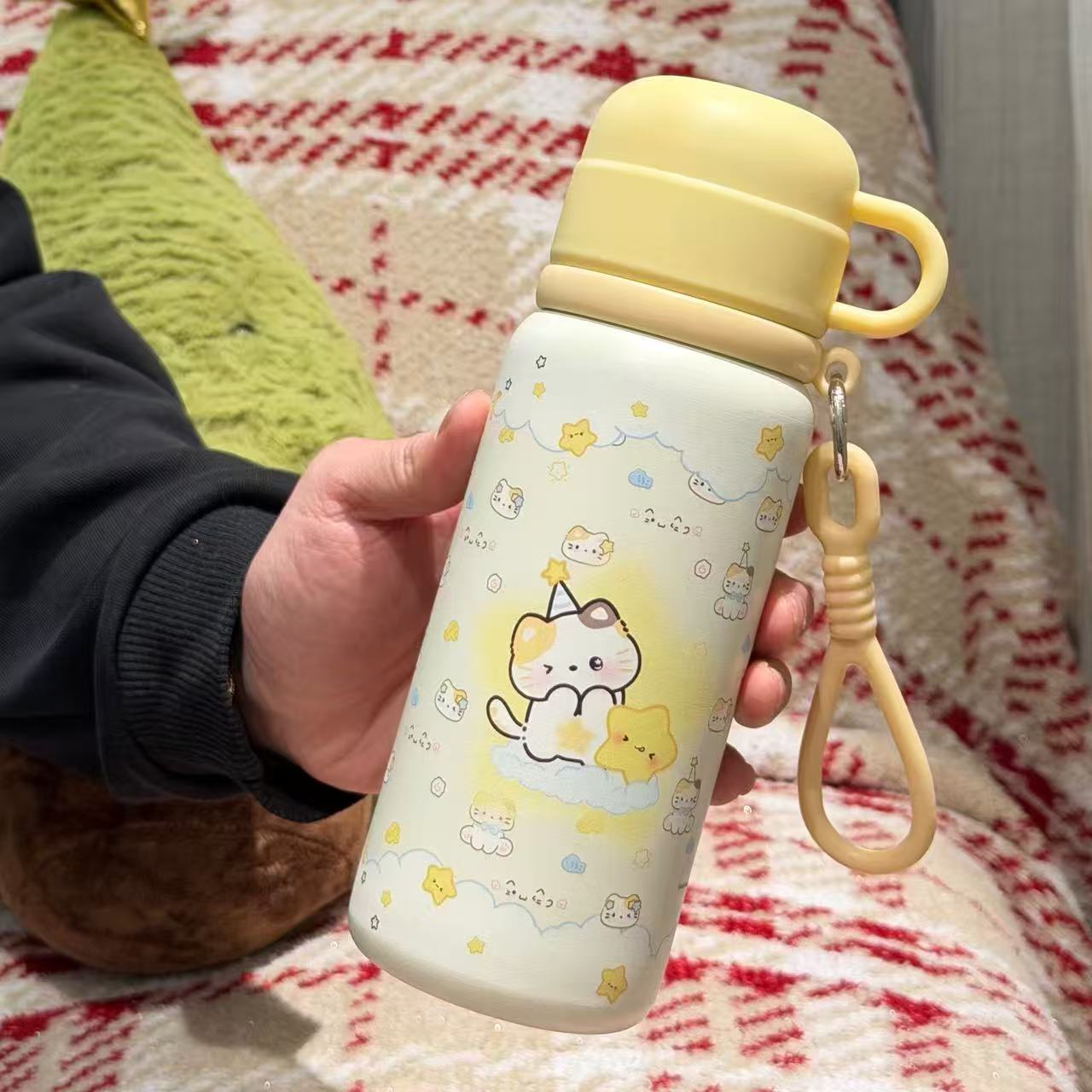 新款ins卡通不锈钢保温杯女生高颜值可爱吸管大容量学生便携水杯