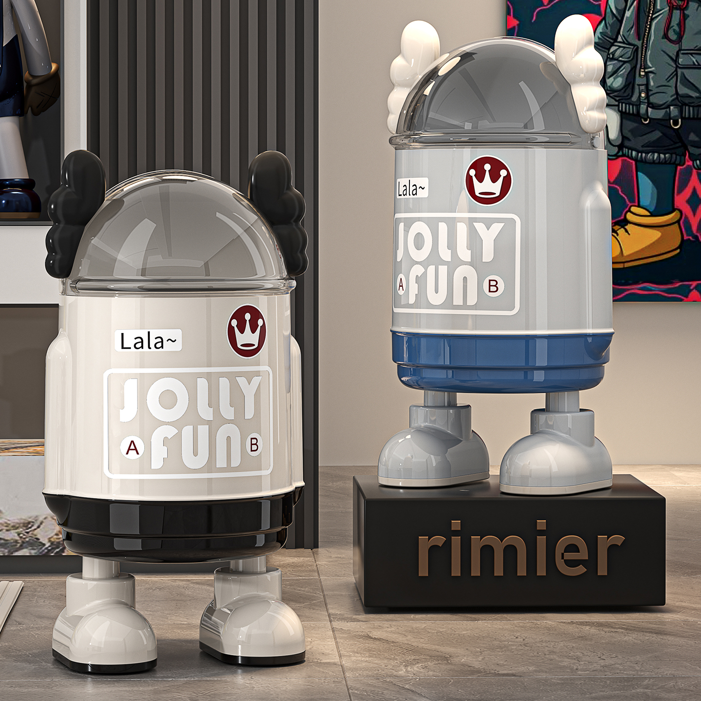 客厅垃圾桶家用2025新款高颜值潮玩风厨房卫生间大容量可翻盖纸篓