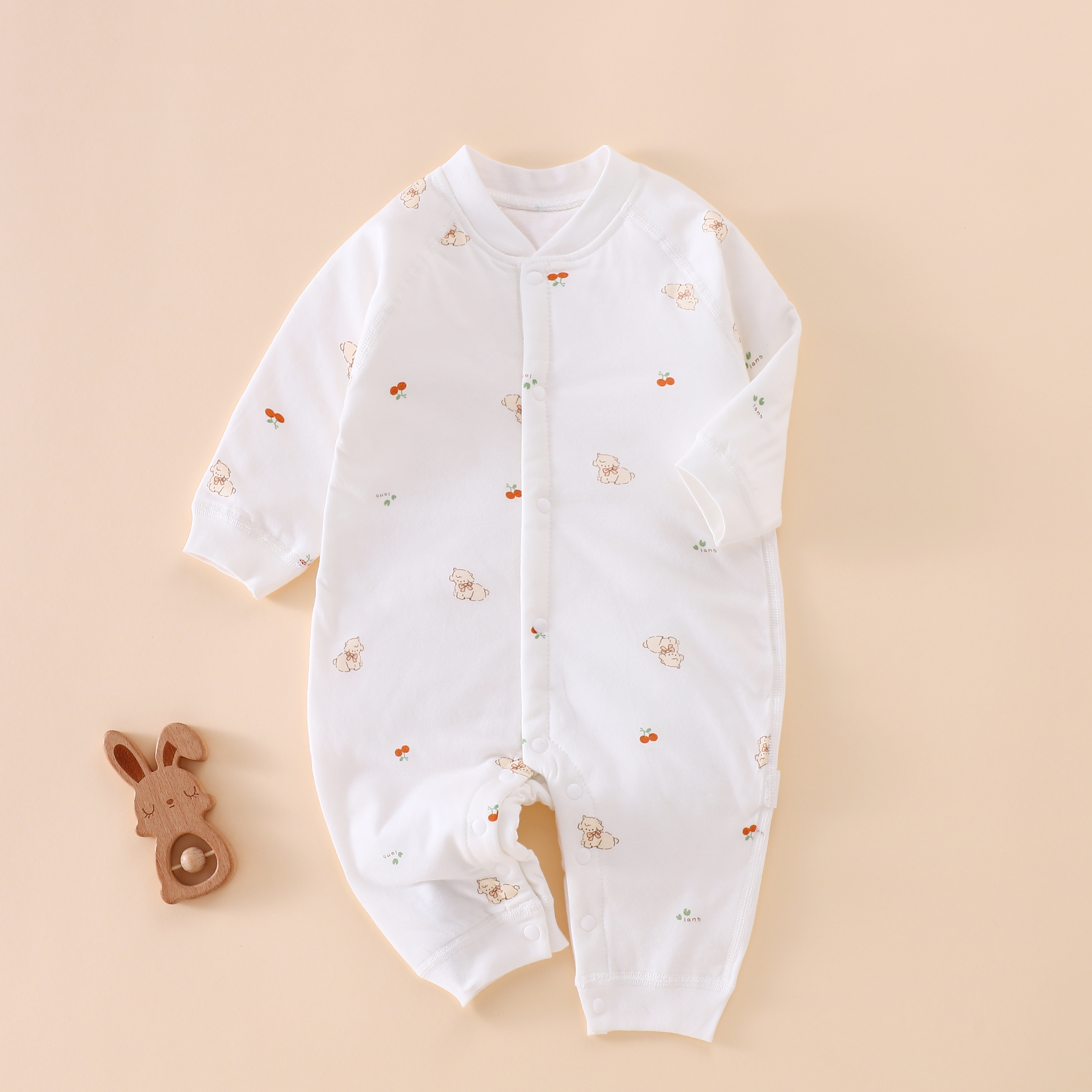 新生儿纯棉连体衣初生宝宝秋冬季40克薄棉哈衣爬服棉服婴儿衣服