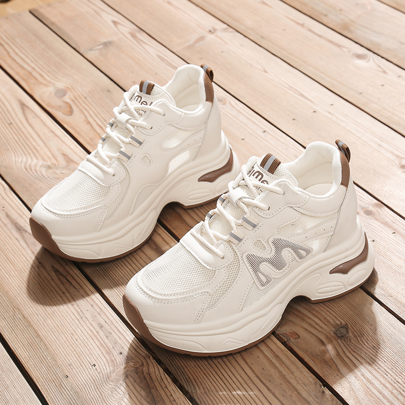 夏季薄款增高8cm老爹鞋女暴款透气网面网鞋厚底休闲运动女鞋韩版