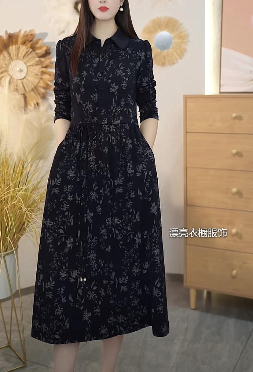 漂亮衣橱女装连衣裙2025秋季新款洋气减龄显瘦时尚气质中长款裙子