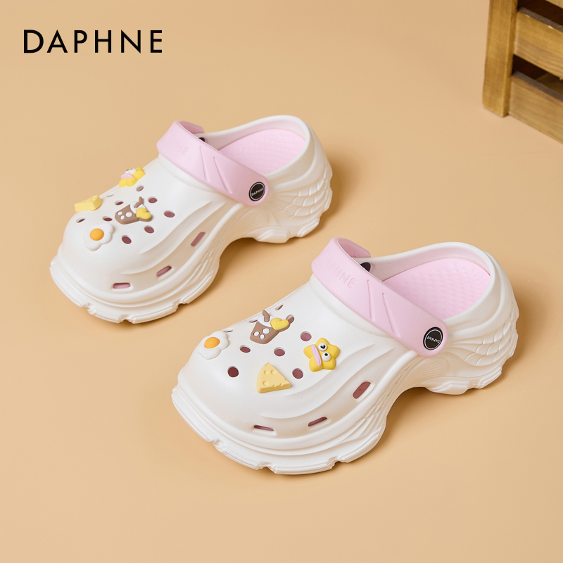 达芙妮云朵洞洞鞋女新款夏季百搭外穿涉水溯溪鞋百搭厚底凉拖鞋子