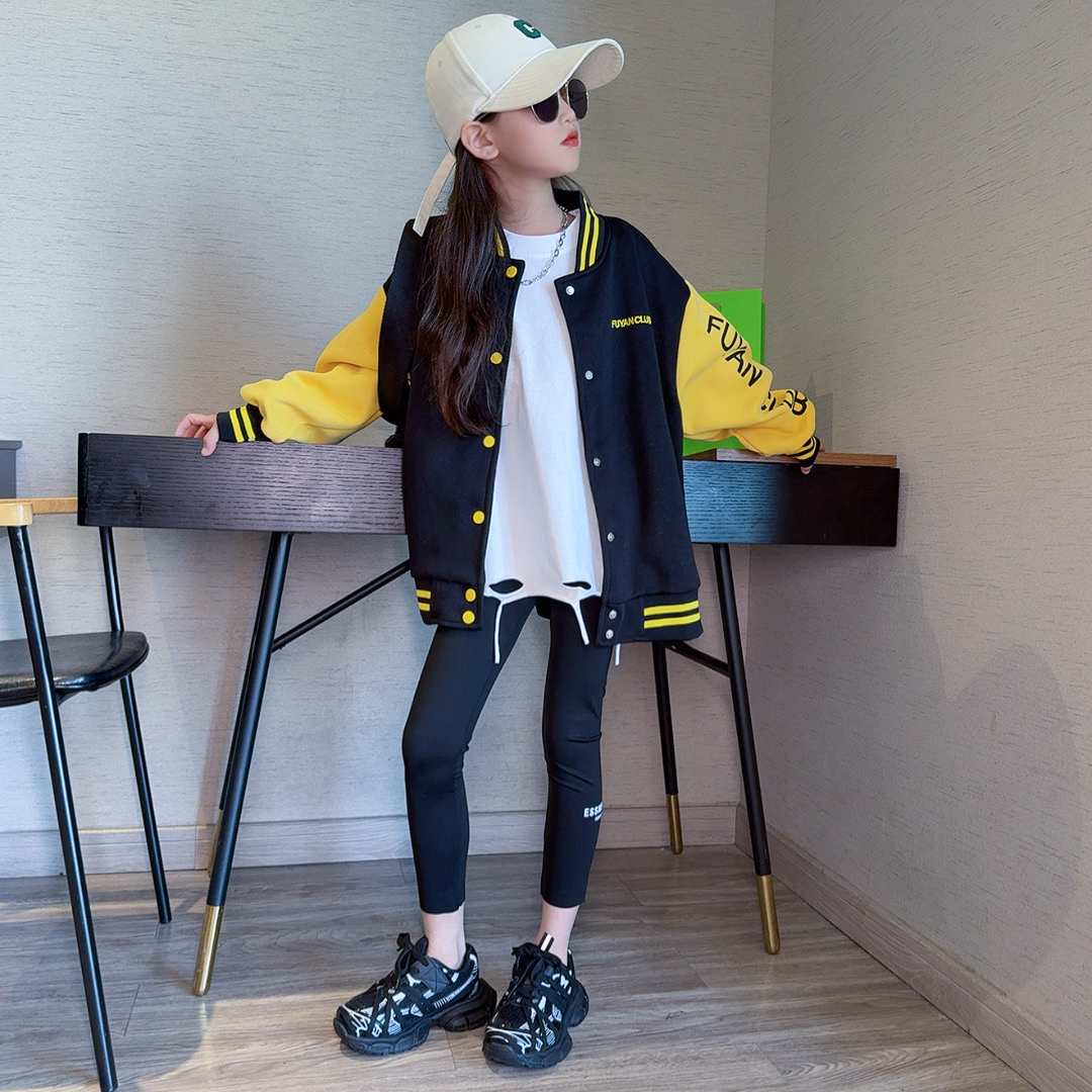 女童棒球服外套2025春秋洋气儿童中大童女孩韩版宽松休闲夹克上衣