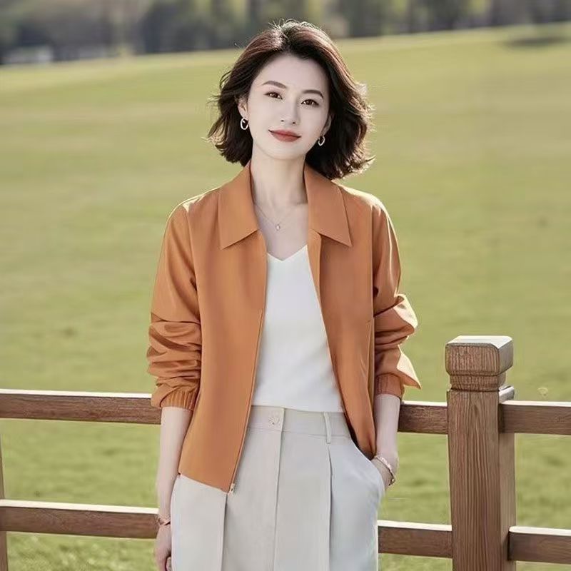 今年流行的超好看独特漂亮小个子桔色夹克外套春装女款2025年新款