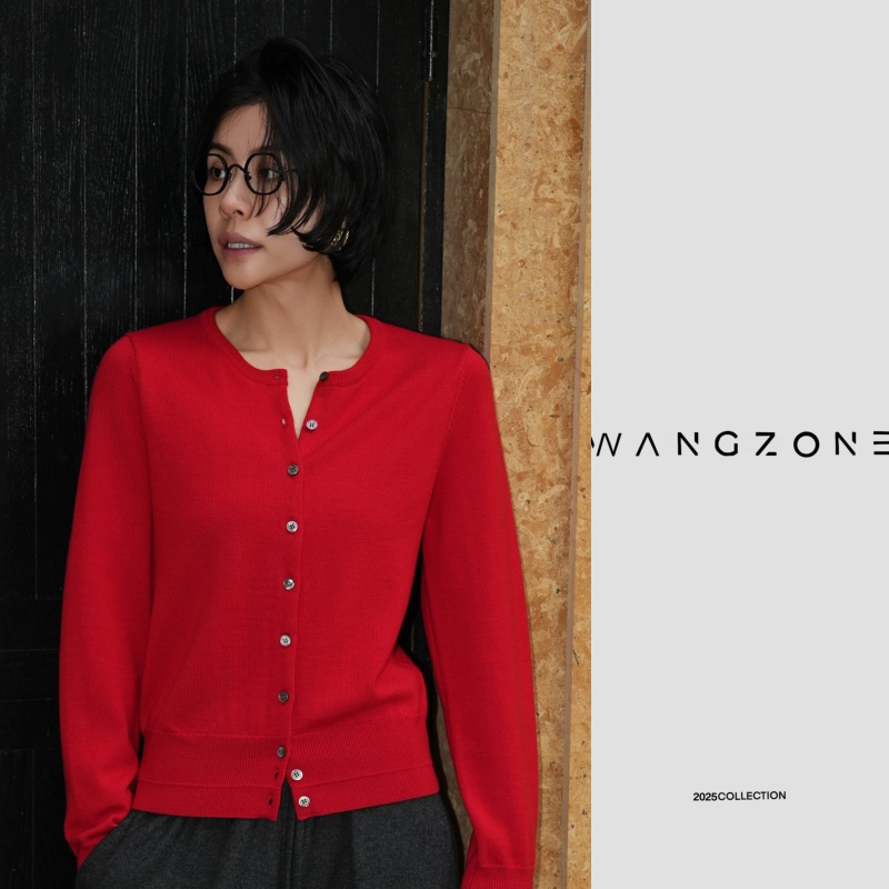 WANG ZONE丨意大利进口100%羊毛圆领显白开衫外套叠穿神器
