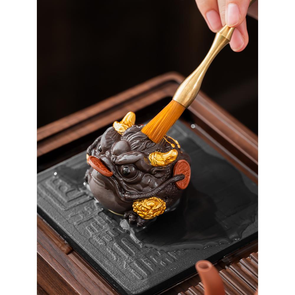 精品紫砂茶宠金蟾旋转摆件高端可养功夫茶具茶道茶玩茶盘蟾蜍茶从