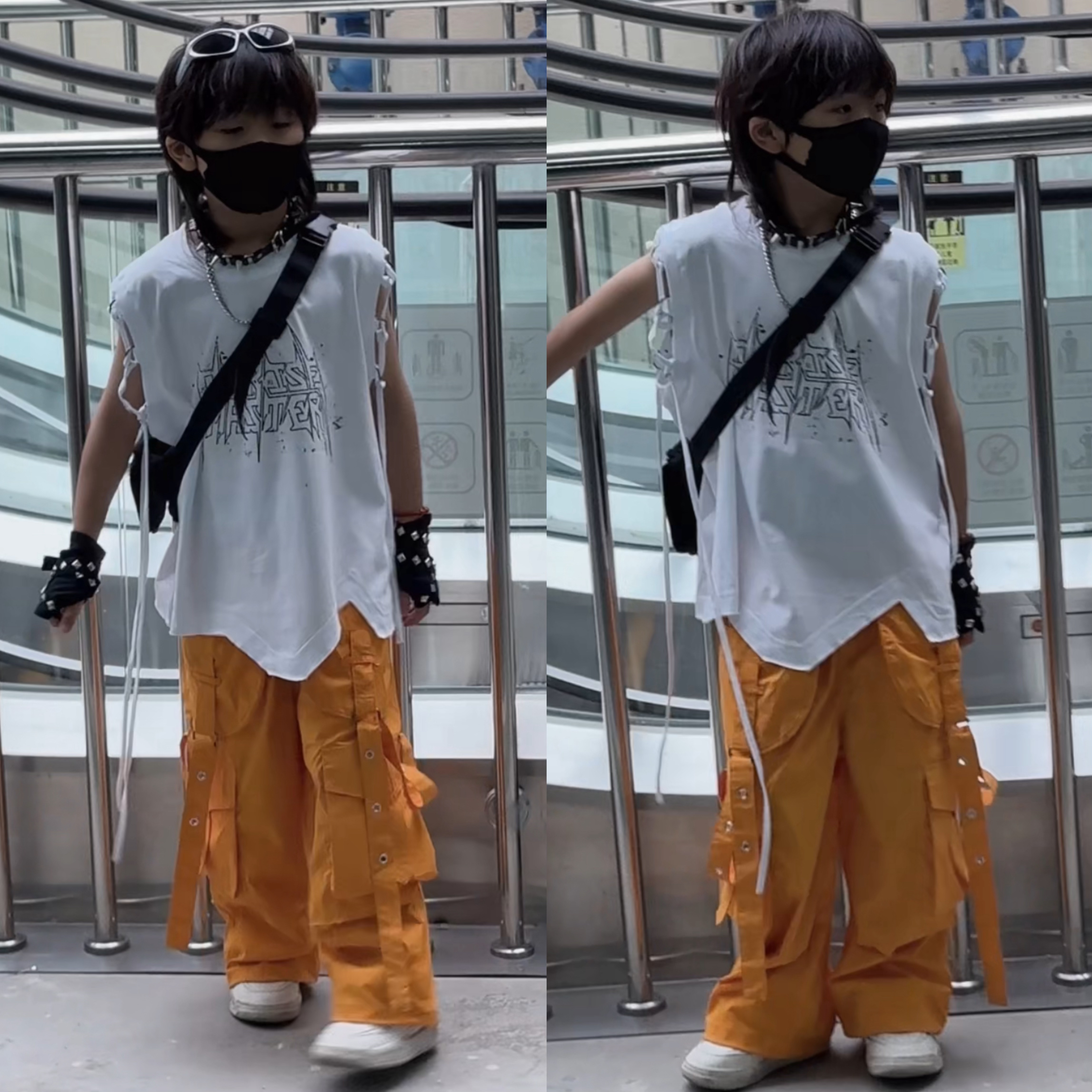 乐乐家儿童夏季新款个性小众设计环扣手工绳无袖上衣背心不规则白