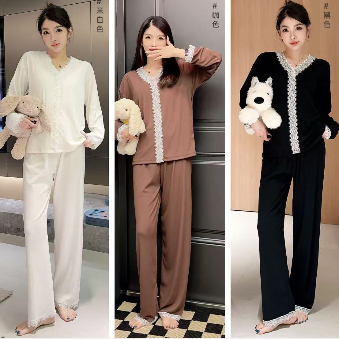 【新疆西藏包邮】两件套长袖女常规款睡衣家居服套装网红休闲薄款