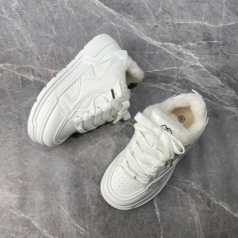 冬季韩系厚底加绒小白鞋女爆款百搭二棉鞋子女学生保暖板鞋显腿长