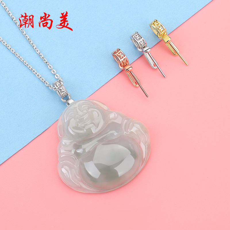 潮尚美 925银银制品 斜孔吊坠扣头饰品配件珠宝专用卡扣银扣搭扣