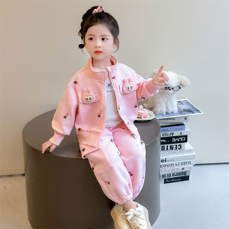 女童立领套装洋气儿童拉布布开衫休闲裤两件套小女孩宝宝秋装2025