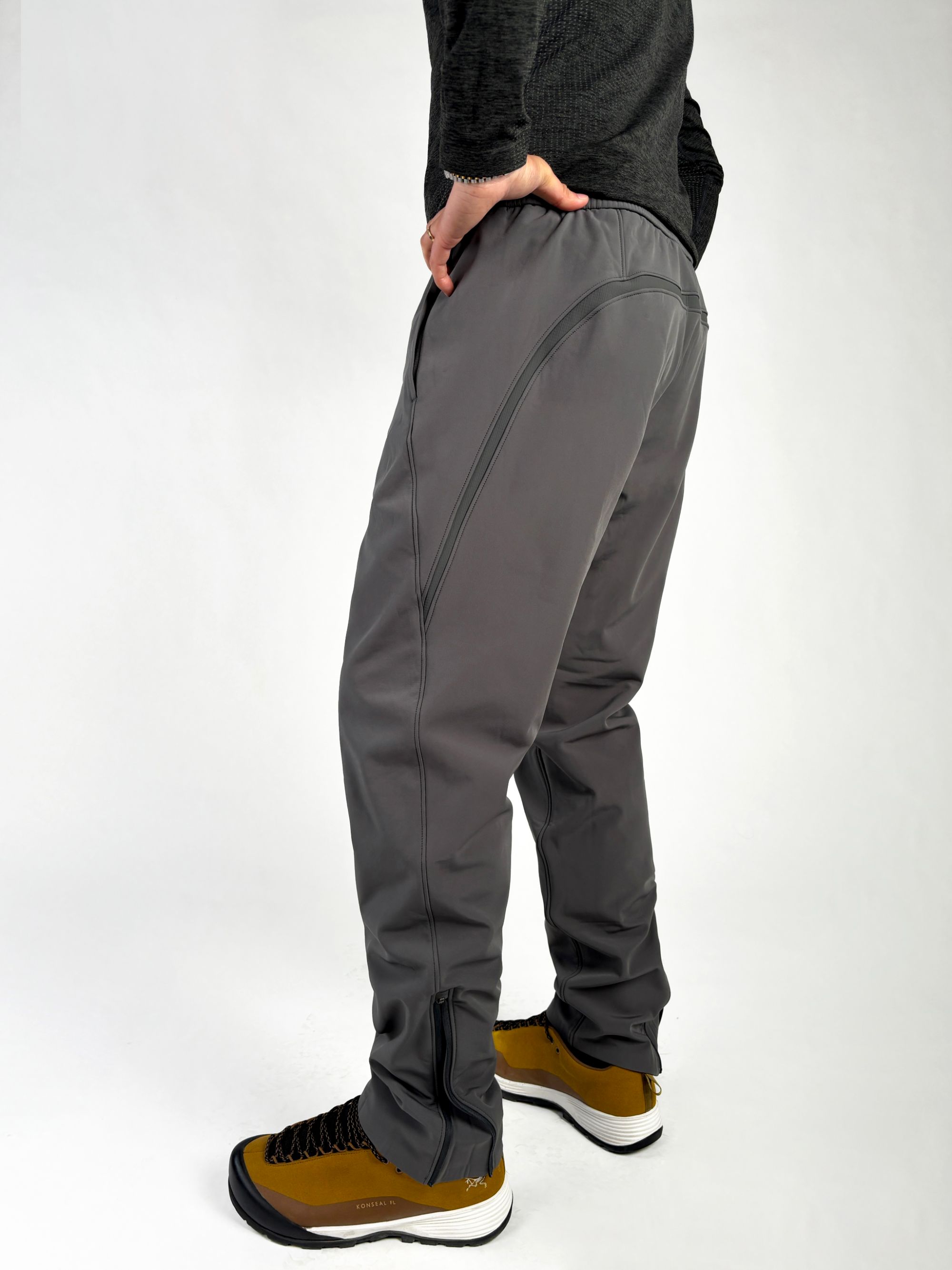 SOS户外运动加绒训练长裤冬季保暖lu版拉链调节微锥质感休闲裤男