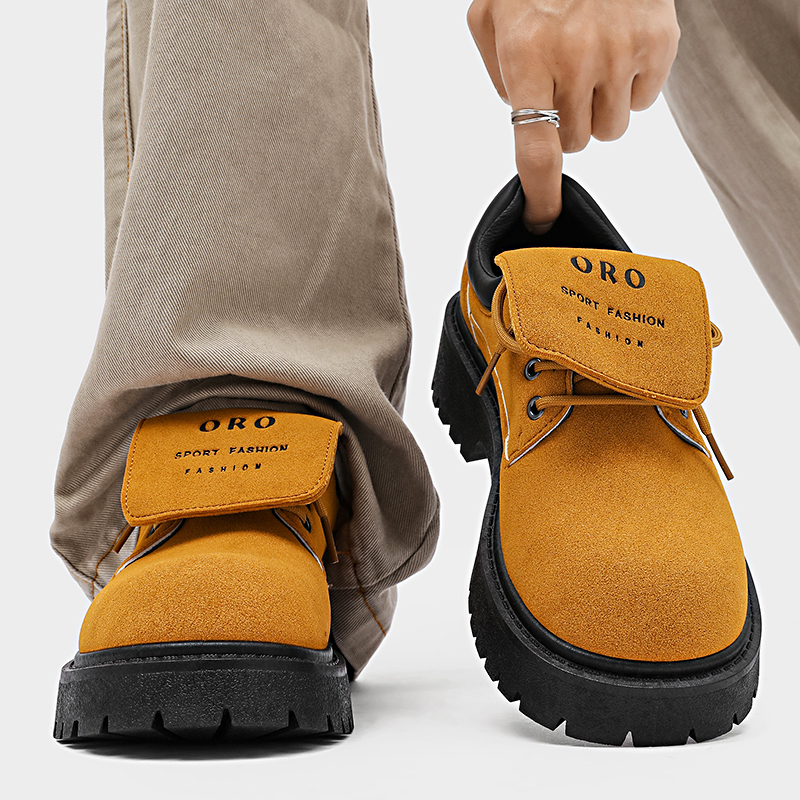 米奇马丁靴男夏季低帮圆头德比鞋复古英伦工装靴大码增高大头皮鞋