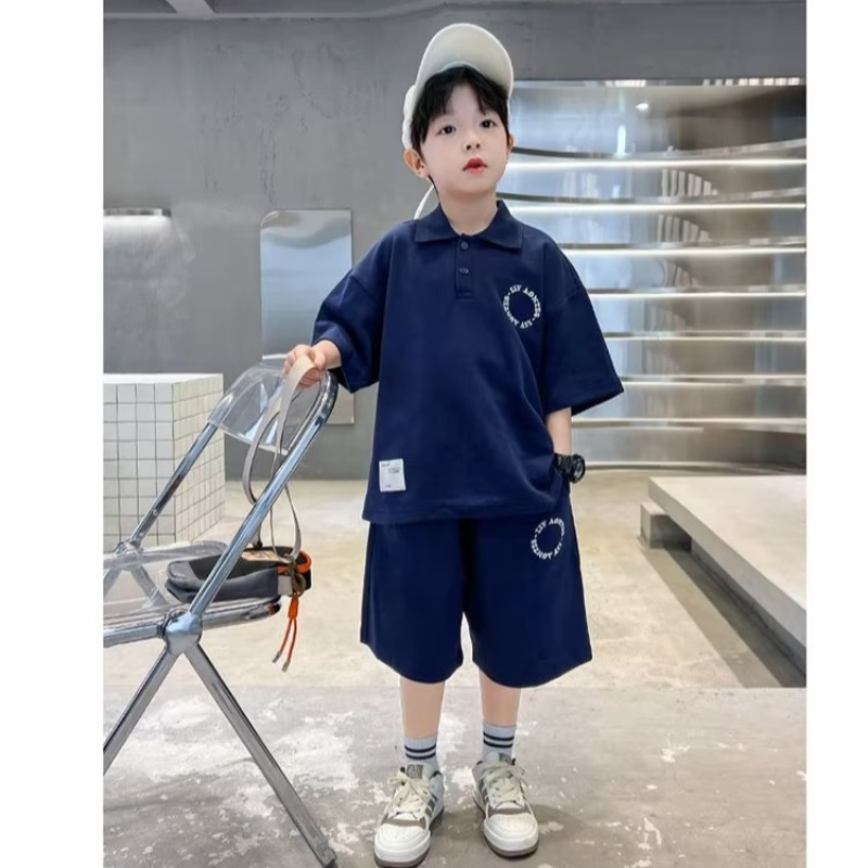 时尚夏季帅气男童宽松休闲通用B类运动套装童装