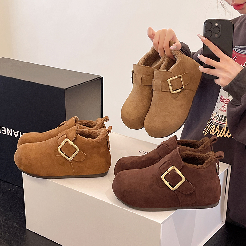 勃肯鞋女2025秋冬季新款复古软底5CM小个子内增高雪地靴休闲百搭