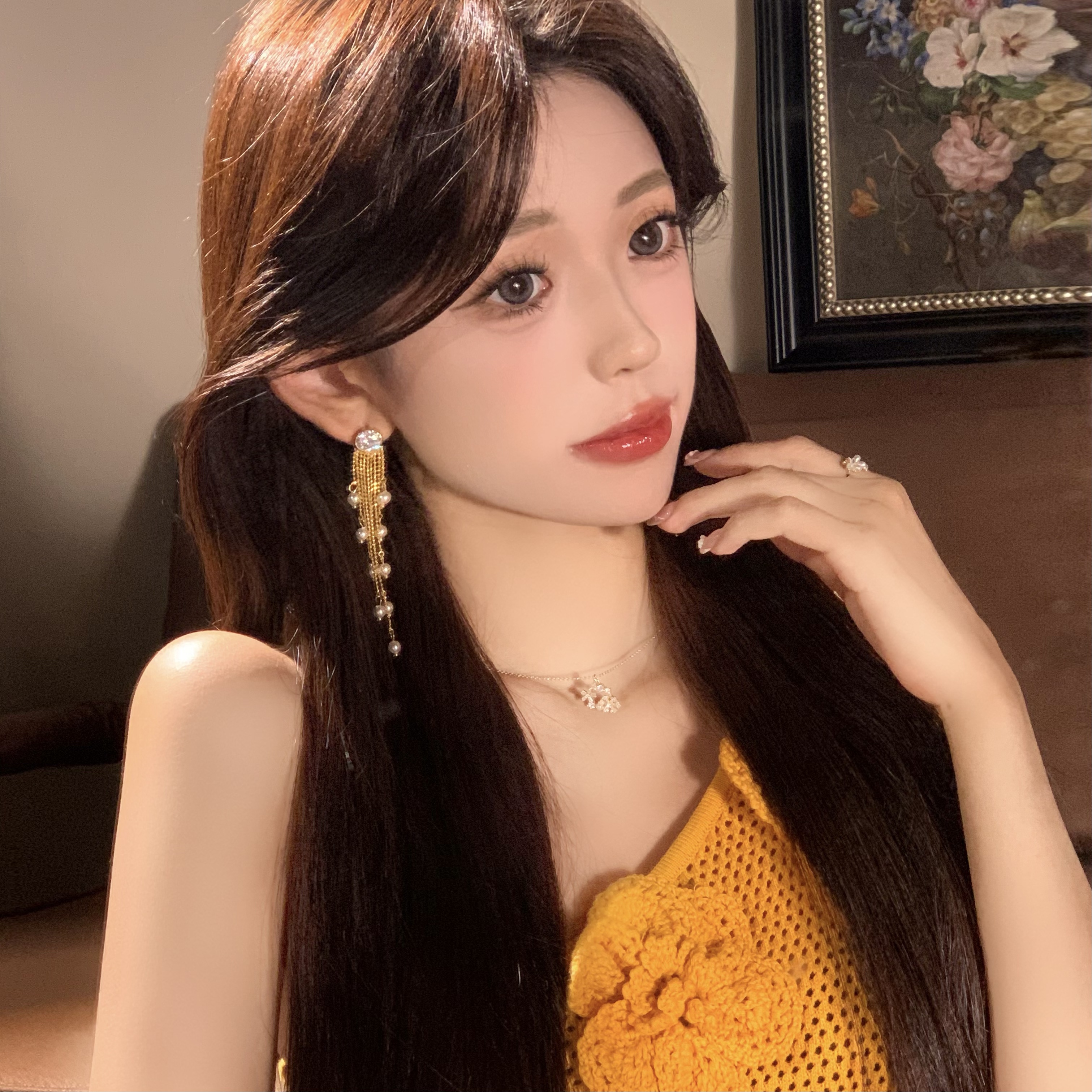 FULL GIRLISH耳环00162气质瑞丽流苏耳钉耳饰