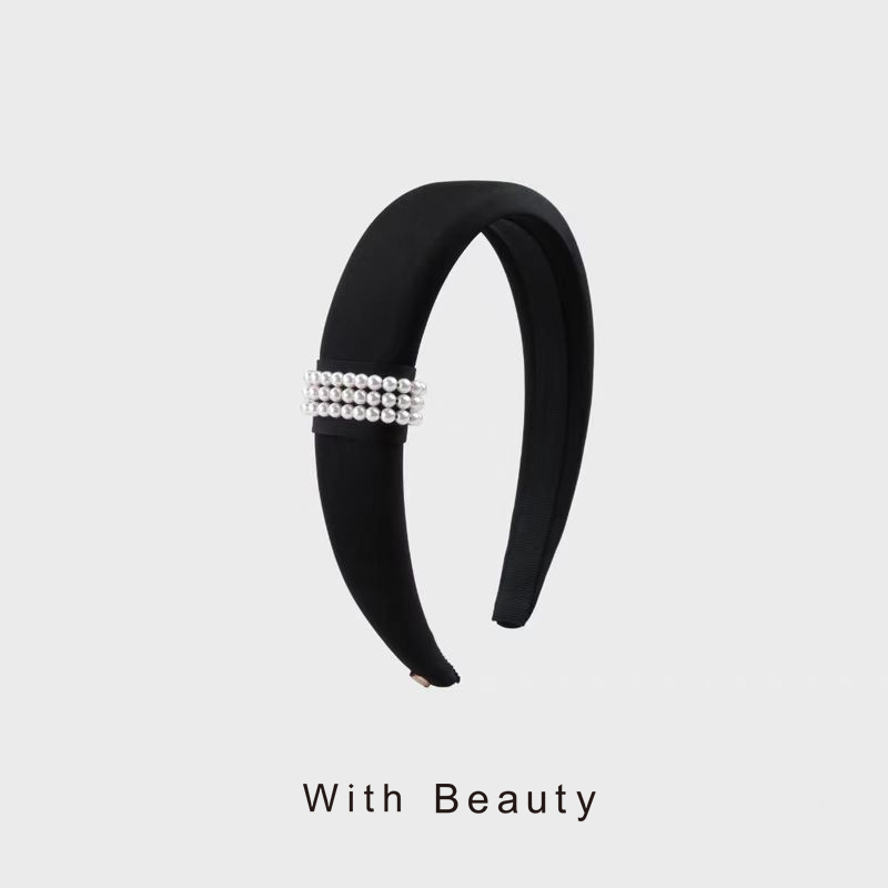With Beauty 法式珍珠绸缎光发箍高颅顶时尚百搭