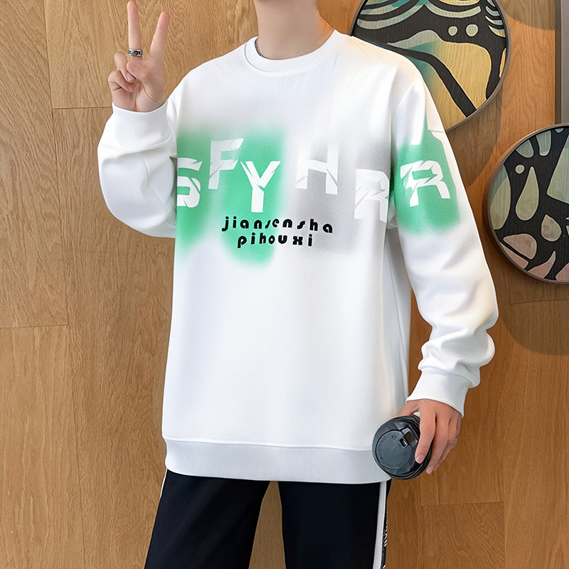 青少年秋季卫衣美式圆领长袖t恤男装初高中学生潮流帅气休闲上衣