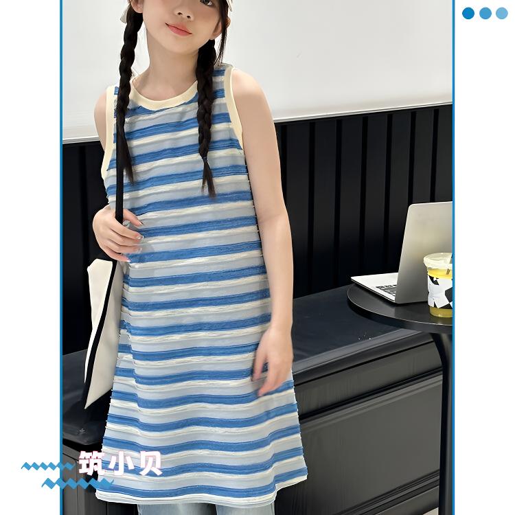 立体】女童连衣裙2025新款夏季洋气时髦夏装纯棉裙子A字显瘦背心裙